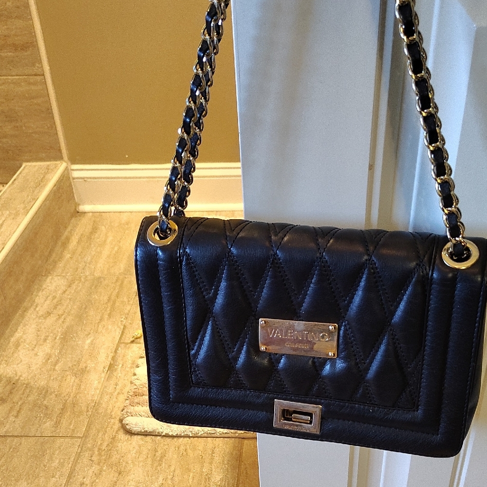 Valentino Black Quilted Chain Shoulder Bag